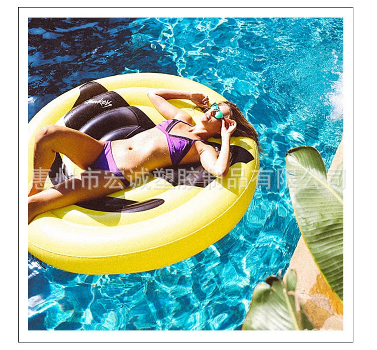 Currently Available Wholesale Retail Hot Sales-160CM Inflatable Expression Floating Row Smiley Floating Bed Sunglasses Water Bed