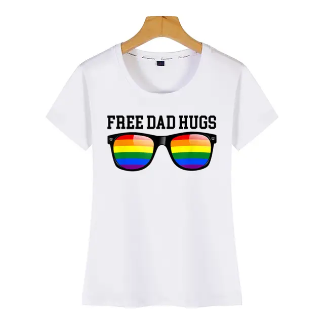 Online Shop Tops T Shirt Women Free Dad Hugs Rainbow Lgbt Pride Sexy Harajuku Short Female Tshirt Aliexpress Mobile En Title