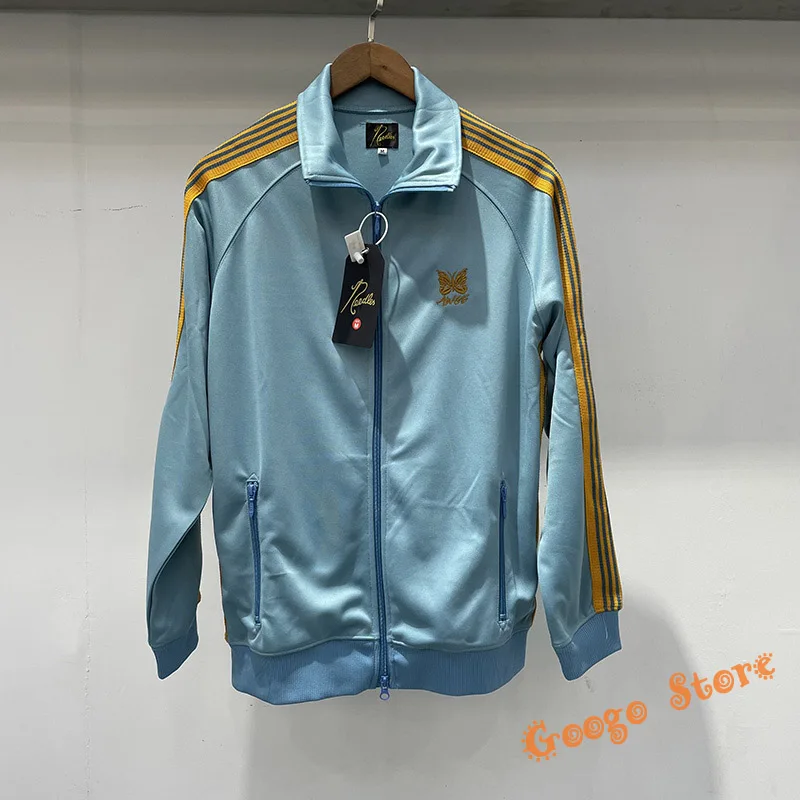 

Butterfly Embroidery AWGE Needles Jackets Fashion Casual Men Women Autumn Winter Outerwear Zipper Side Webbing Joggers Coat