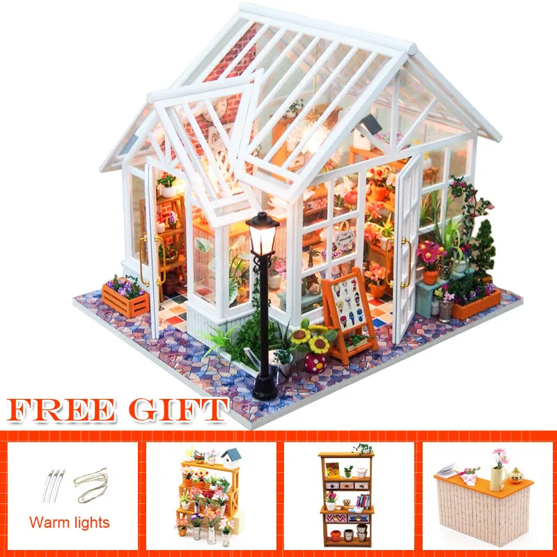 M09-A CUTEBEE DIY деревянный кукольный домик кукольные домики Миниатюрный Кукольный дом мебель набор Каса Музыка Led игрушки для детей подарок на день рождения A68B - Цвет: M09-A