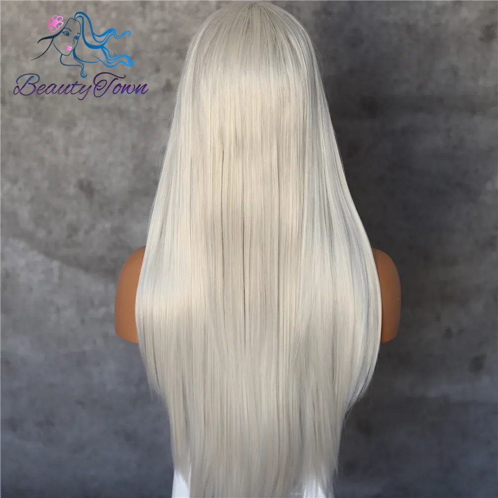 BeautyTown HandTied оранжевый красный 1B белый термостойкие прямые Косплей Знаменитости Девушка Свадебная вечеринка синтетический парик на кружеве