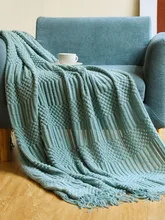 

Snow White Knitted Blanket for Beds Hand-Knit Sofa Air Conditioning Blankets Tassels Chenille Blanket Travel Air Blankets Decor