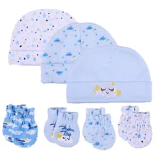 Белые хлопковые шапки для новорожденных мальчиков и девочек, перчатки для младенцев, детские милые аксессуары для сна