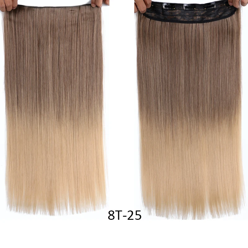 22 дюйма, Длинные прямые женские синтетические волосы на заколках для наращивания, 15 цветов, высокая температура, синтетические волосы, 130 г - Цвет: 8T-25