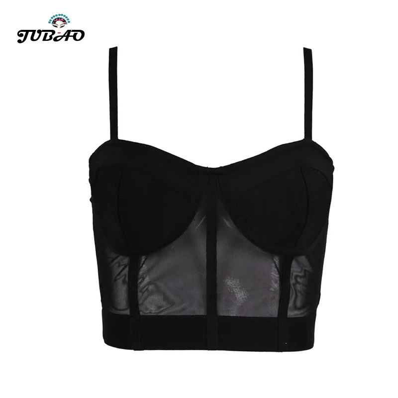 Sexy Black Cotton Breathable Bralette Push up Bras for Women Gothic Spaghetti Straps Bustier Clubwear Bras wholesale fahion new