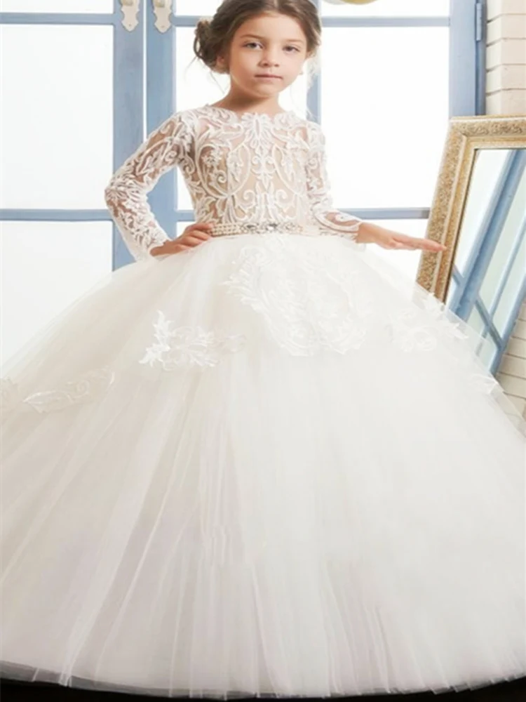 

Flower Girl Dresses for Weddings Tiered First Communion Dresses for Girls Tulle Party Gowns