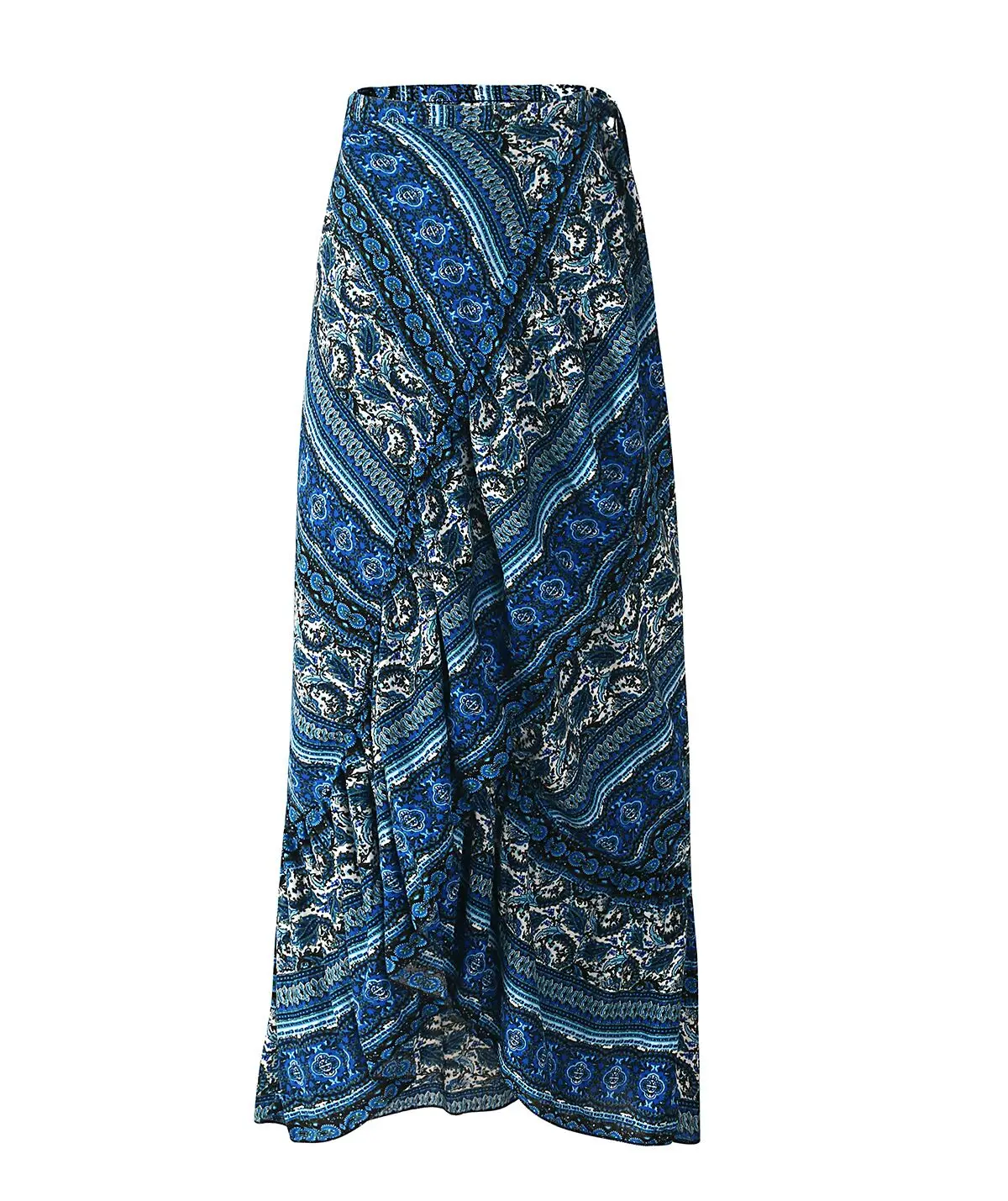 Lugentolo длинная юбка женская летняя богемная Новая мода с принтом раздельный морской пляж праздник свободная шнуровка 3 цветные юбки