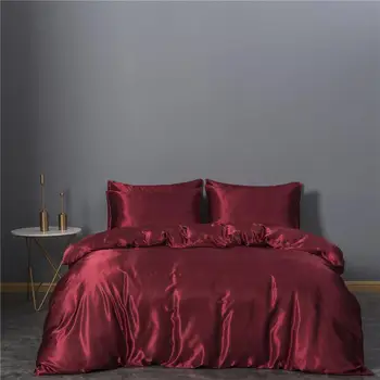 

Light luxury imitation silk home textile three-piece bedding pure color comfortable simple European and American wind