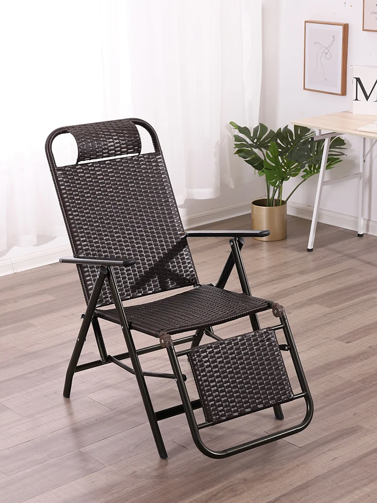 

Rattan Recliner Folding Lunch Break Beach Cool Chair Back Lazy Chair Office Nap Chair Balcony Bamboo Chair Summer Lounge Chair