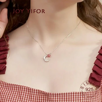 

Cute Geometric zicon moon Choker Pendant Necklace For Women Engagement Rose Gold Color 925 Sterling Silver Jewelry Gift
