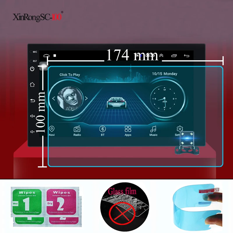 De Nano-recubierto de película protectora de pantalla para Podofo 2 Din Android 9,0 de 8,1 7 GPS de coche en pulgadas Radio de navegación Multimedia NO glassfilm
