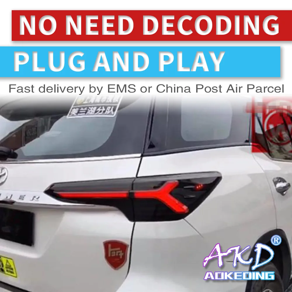 

dynamic Video Car Styling for Fortuner Taillights 2017~2019 year for Fortuner LED Tail Lamp+Turn Signal+Brake+Reverse light