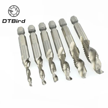 

6Pcs Tap Bit Screw Machine Hex Shank Drilling Tapping Integrated Composite Wire Tapping