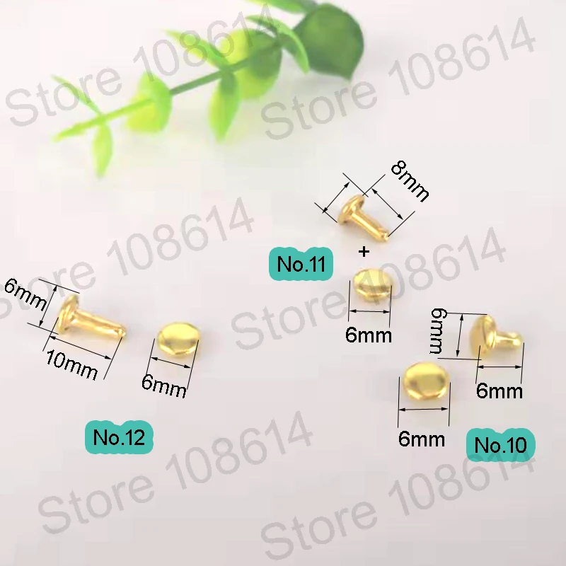 No.10 100 шт DIY аксессуары 6 мм двухсторонние заклепки Шипы и шипы для одежды кожаные аксессуары круглые плоские Шипы Заклепки для одежды - Цвет: No.10