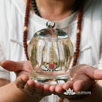 

Buddhist supplies Hand painted water supply cup for Buddha crystal for cup water purification sacred bowl cup for Buddha bowl