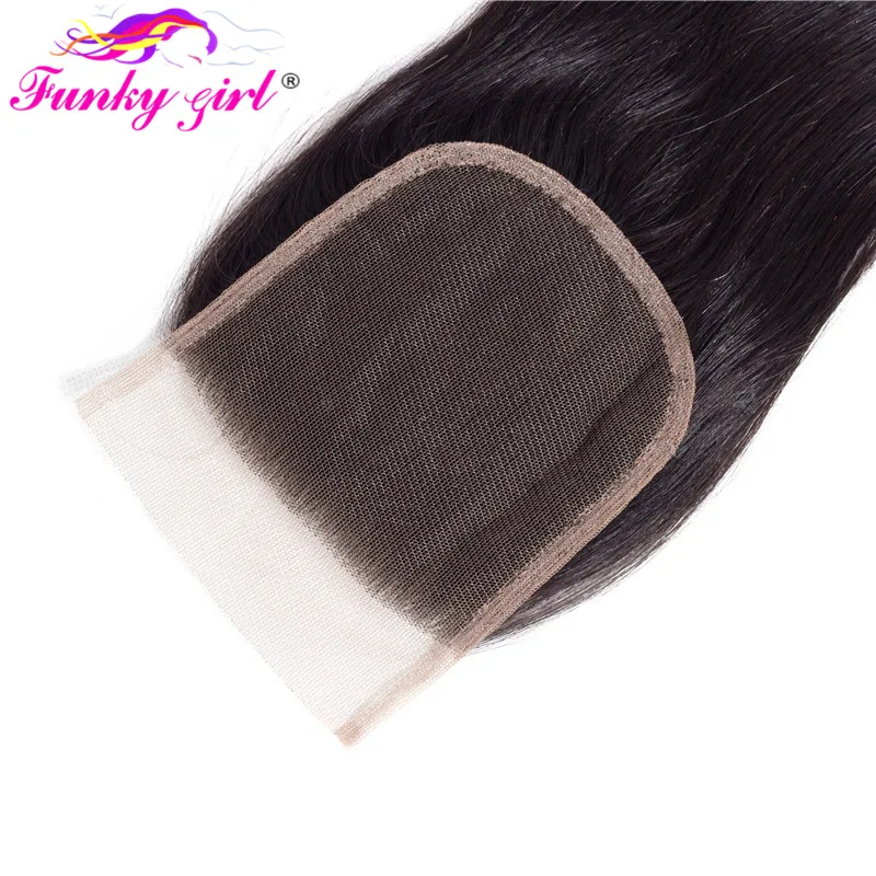 Funky Girl 13x4 Ear To Ear Lace Frontal Closure Bleached Knots With Baby Hair Brazilian Straight Closure Remy Human Hair
