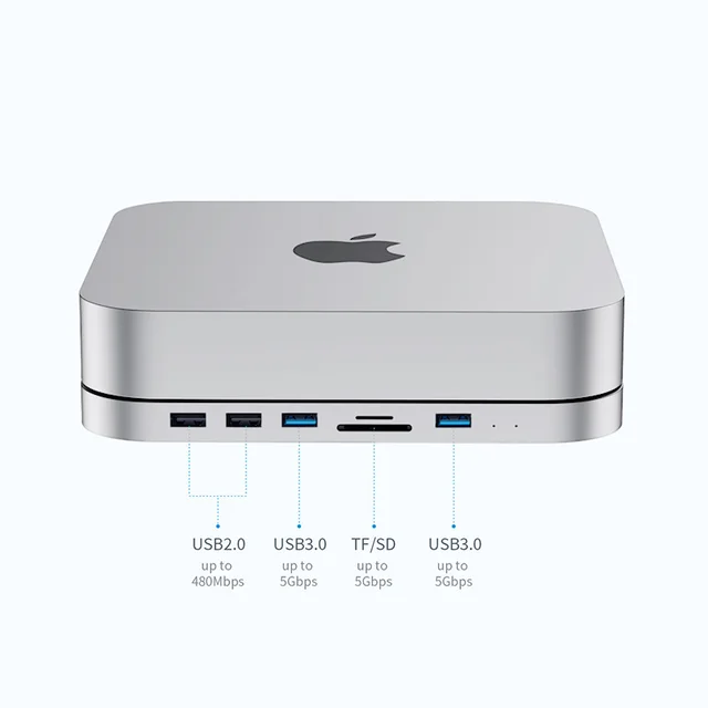 Hagibis USB-C Hub for Mac mini M1 with SATA Hard Drive Enclosure Type-C SSD Case docking station sliver for 2020 New Mac mini 6
