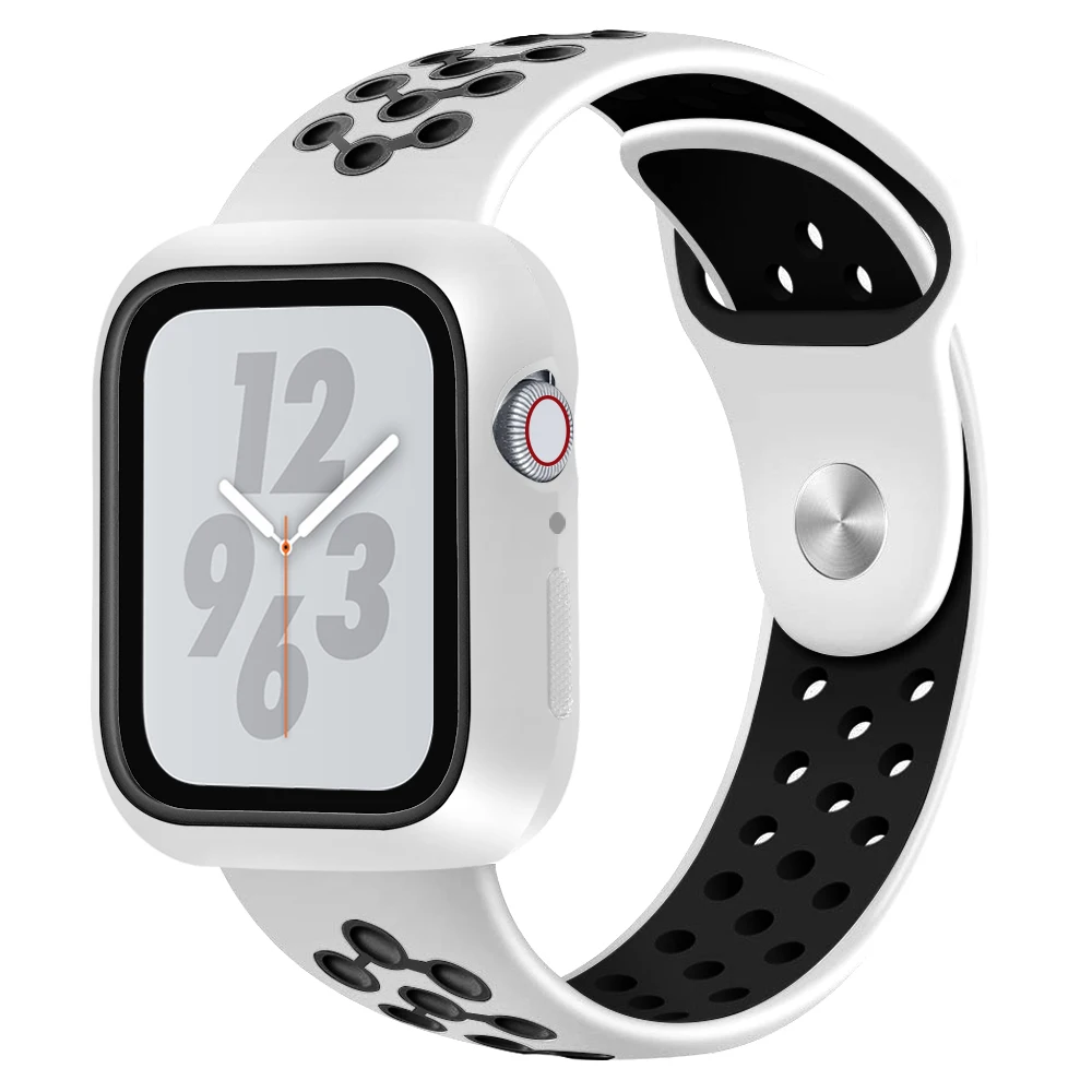 Чехол+ ремешок для apple watch band 5 4 44 мм 40 мм силиконовый спортивный Iwatch series 4 correa pulseira браслет ремень защитный чехол