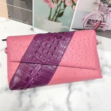 Женский Большой клатч из натуральной страусиной кожи разных цветов, женская сумка с клапаном из натуральной кожи аллигатора, женская сумка на ремешке