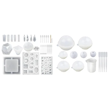 

Round Sphere Silicone Resin Molds,8Pcs Epoxy Resin Ball Molds & 15 Pcs (65 Shapes) Silicone Resin Molds and 118 Tools