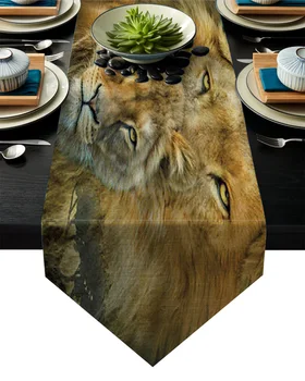

African Lion Tree Table Runner Table Flag Home Party Decorative Tablecloth Table Runners for Wedding