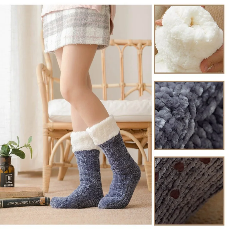 Fashion Wool Cotton Winter Warm Floor Socks Women Fashion Cartoon Cute Socks Home Adults Slippers Anti-Skid Socks