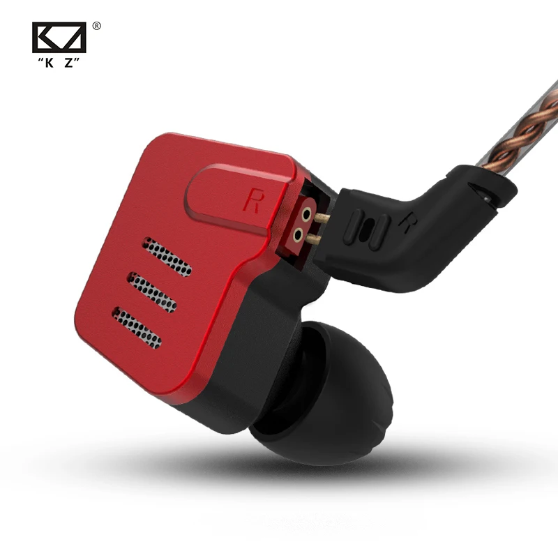 KZ BA10 Headset Balanced HIFI Bass Earbuds Hanging In Ear Monitor Earphone Sport Noise Cancelling Wired Gamer Metal red | Электроника