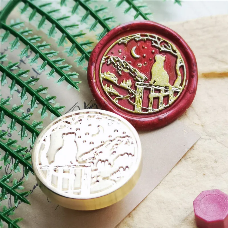 DIY Cat Sealing Wax stamp /Cat Paw wedding Wax Seal Stamp Antique Palace Metal Animal Girl for Documents Wedding Invitations