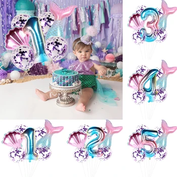 

The Little Mermaid Birthday Party Balloons Under The Sea Party Mermaid 1 2 3 4 5Year Birthday Party Decoration Kids Baby Shower