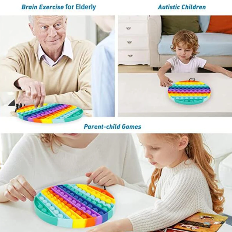 Pop Fidget Reliver Stress Toy Rainbow Push Bubble Antistress Toys Adults & Children Sensory Toys to Relieve Autism Free Shipping