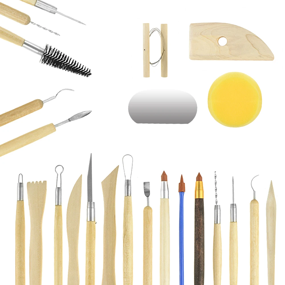 52/51/43/42 pcs Clay Sculpting Kit Clay Sculpting Sculpt Tool Wooden Handle Modeling Tools set