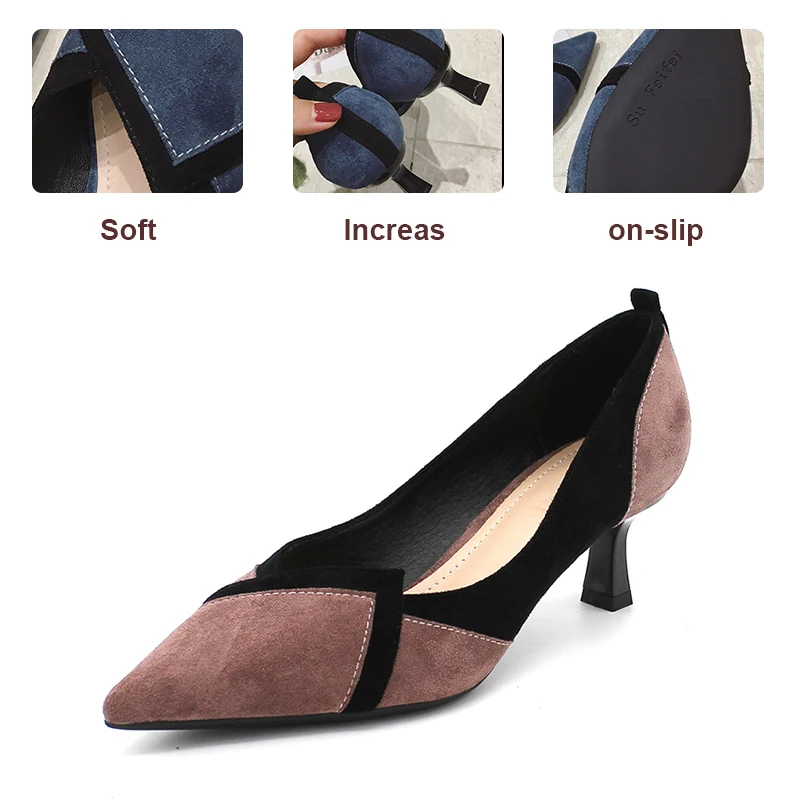 

Fashion New Women Shoes Pointed Toe Office Shoes Ladies Suede Shallow Mouth High-heeled Women Pumps Plus Size Female Footwear