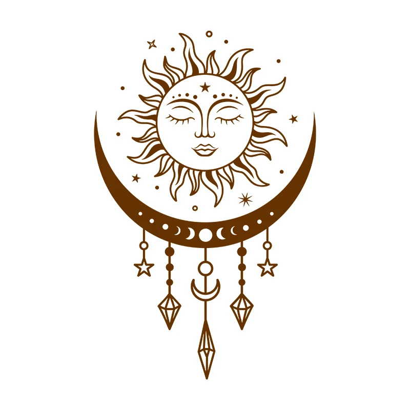 Celestial Boho Mystical Magic Wall Decals - Sun and Moon Vinyl Art Stickers