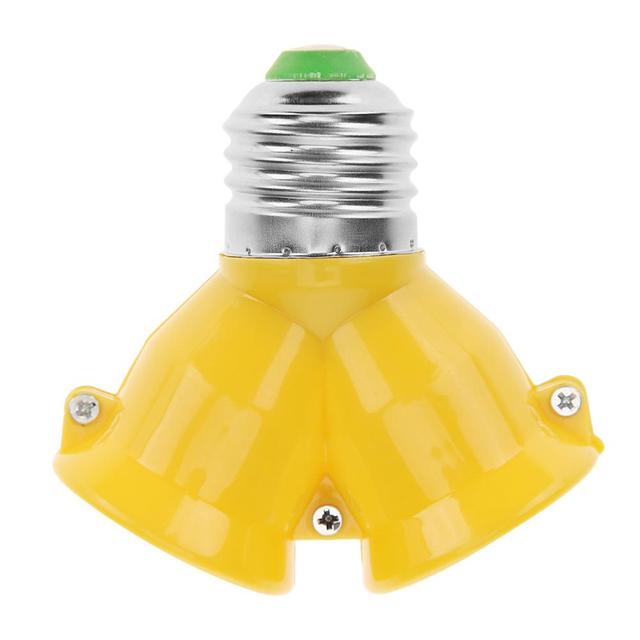In 1 Double E27 Socket Base Bulb Extender Splitter Contact Adapter Converter Plug Halogen Light Lamp Bulb Holder Copper