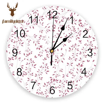 

Vintage Leaves American Country Style Printed PVC Wall Clock Modern Design Home Decor Bedroom Silent O'clock For Living Room