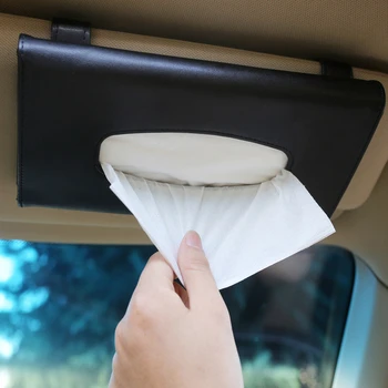 

Car Tissue Box Holder PU Leather Sun Visor Hanging Napkin Storage Box Seat Back Bracket Clip Auto Organizer Interior Accessories