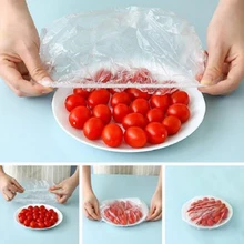 

100Pcs Disposable Bowl Cover Elastic Food Dust Covers Plastic Wrap Cover Fresh Food Storage Saran Wrap For Refrigerator Kitchen