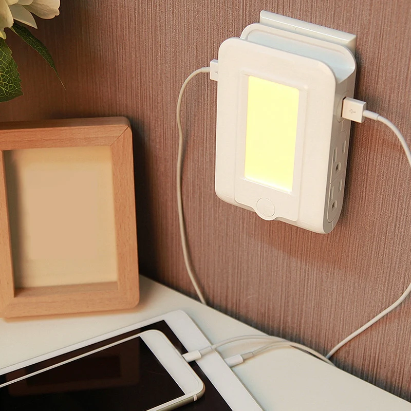 Настенное зарядное устройство, 2 порта usb и 4 розетки переменного тока зарядная станция, ночной светодиодный светильник с защитой от перенапряжения, розетка Exte