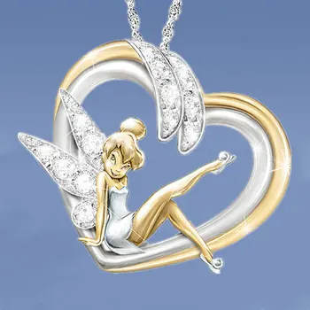 

Fairy Heart Crystal Necklaces Women Girls Fashion Gold Silver Statement Pendants&Necklaces Animal Wedding Jewelry Gifts Ladies