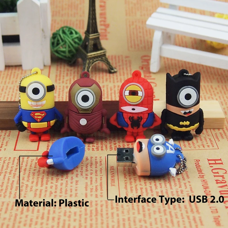 Новый силиконовый мультяшный маленький желтый человек Супермен Usb флеш