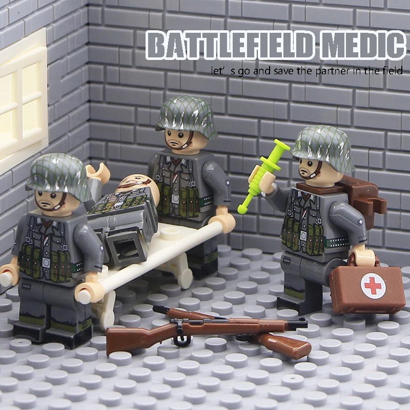 Military Medic Soldier Building Blocks WW2 Army Weapon Pack Accessories Stretcher Medical Kit MOC Brick Toy Compatible LegoINGly (7)
