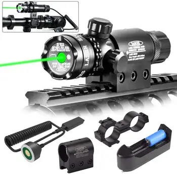

Tactical Outside Green Dot Laser Sight 532nm Adjustable Switch Rifle Scope Hunting with Rail Mount For Gun Hunting Lazer Sight