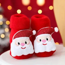 Baby Boy Girl Christmas Sock Winter Thick Terry Sock for Newborn Kids Booties Anti Slips Floor Sock Children New Years Warm Sock