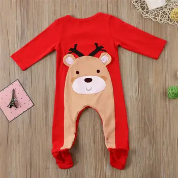 

US 1PC Christmas Infant Baby Boy Girl Hood Romper Jumpsuit Sweater Warm Clothes