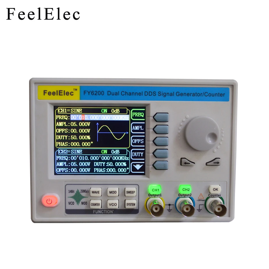 FeelElec генератор сигналов DDS произвольной формы FY6200-30M сигнал-источник частоты Счетчик двухканальный