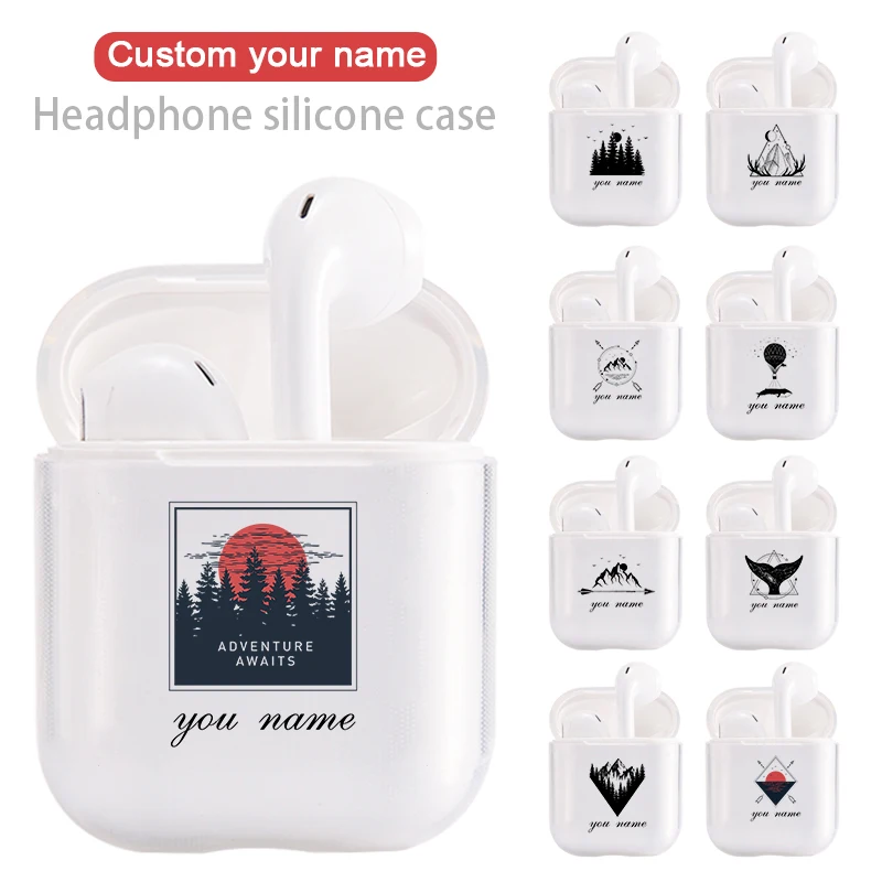 Мягкий чехол сделай сам для Apple airpods 1/2 роскошный с изображением гор именем