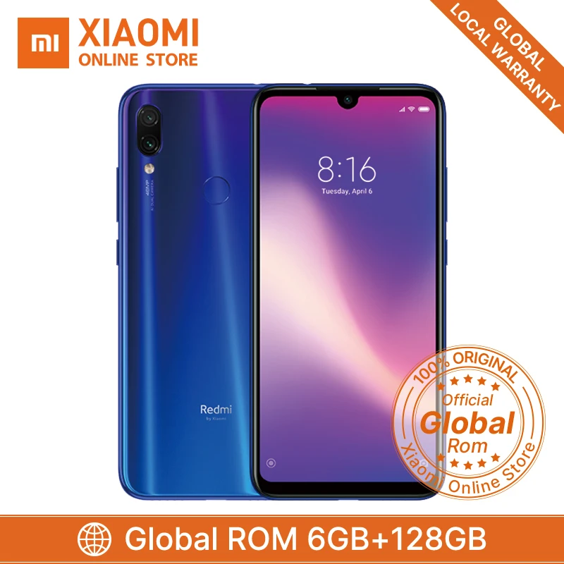 Мобильный телефон Xiaomi Redmi Note 7 Pro с глобальной прошивкой, 6 ГБ, 128 ГБ, Восьмиядерный процессор Snapdragon 675, 4000 мАч, 6,3 дюйма, 2340*1080, 48MP+ 5MP