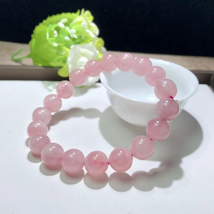 8-12mm Natural Round Beads Rose Quartz Loose Bead Bracelet 8