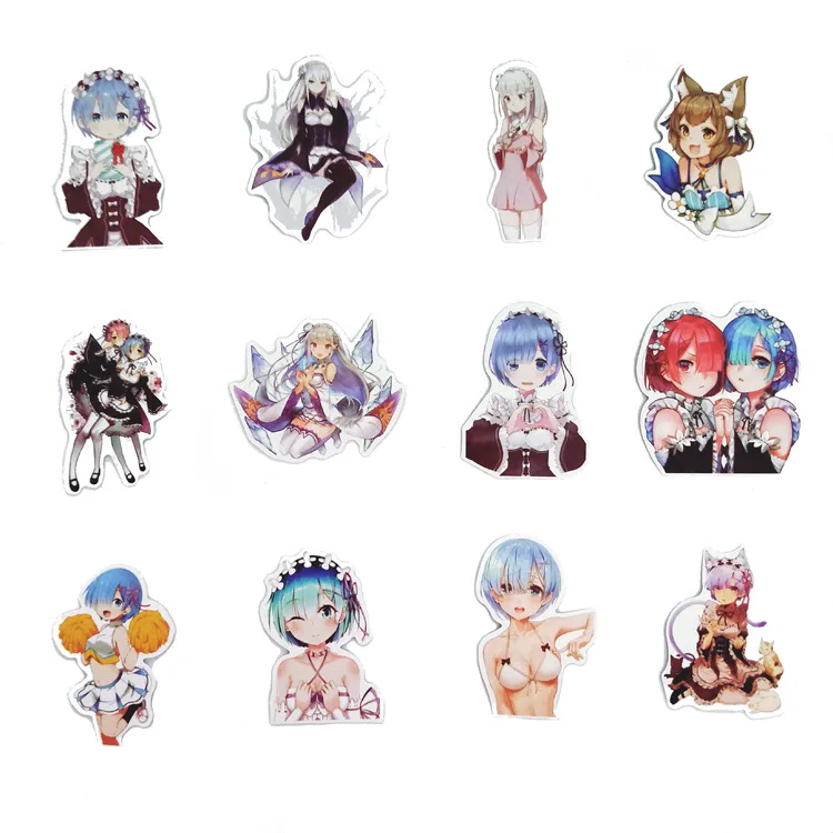 50 pcs/lot cute Re:Life in a different world from zero Anime Stickers girl Toys Cartoon Rem Ram Movie Souvenir Stickers