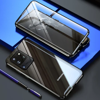 

Luxury Case For Samsung Galaxy S20 Plus Ultra 360 Full Protection Magnetic Back Screen Tempered Glass Aluminum Metal Case Cover